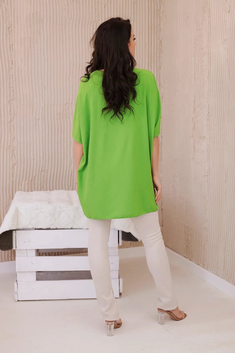 Oversized blouse with pendant IT - 31 / – Green || Light цвет / color | Lexline Fashion