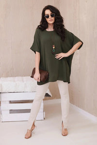 Oversized blouse with pendant IT - 31 / – Khaki цвет / color | Lexline Fashion