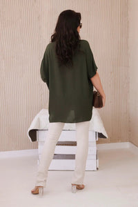 Oversized blouse with pendant IT - 31 / – Khaki цвет / color | Lexline Fashion