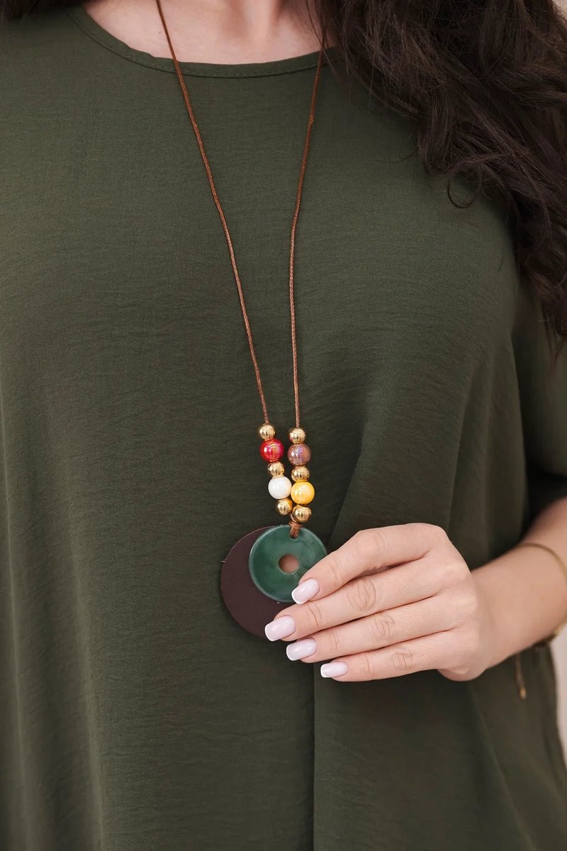 Oversized blouse with pendant IT - 31 / – Khaki цвет / color | Lexline Fashion