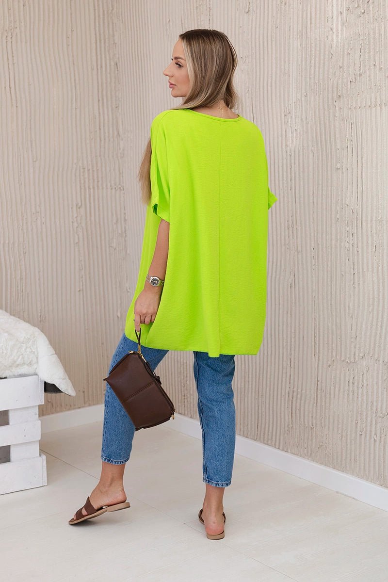 Oversized blouse with pendant IT - 31 / – Kiwi цвет / color | Lexline Fashion