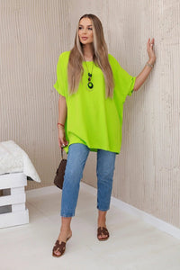 Oversized blouse with pendant IT - 31 / – Kiwi цвет / color | Lexline Fashion