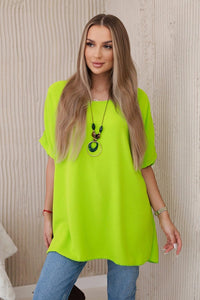Oversized blouse with pendant IT - 31 / – Kiwi цвет / color | Lexline Fashion