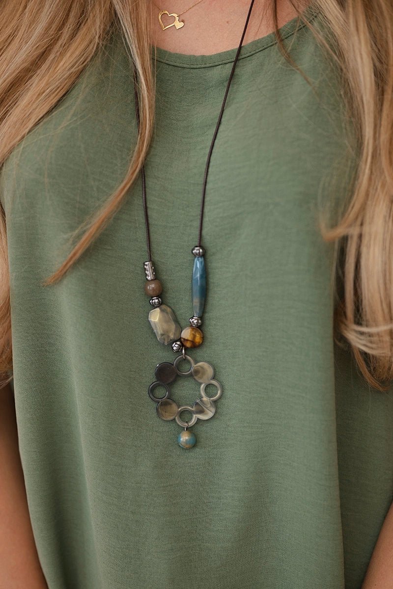 Oversized blouse with pendant IT - 31 / – Light khaki цвет / color | Lexline Fashion