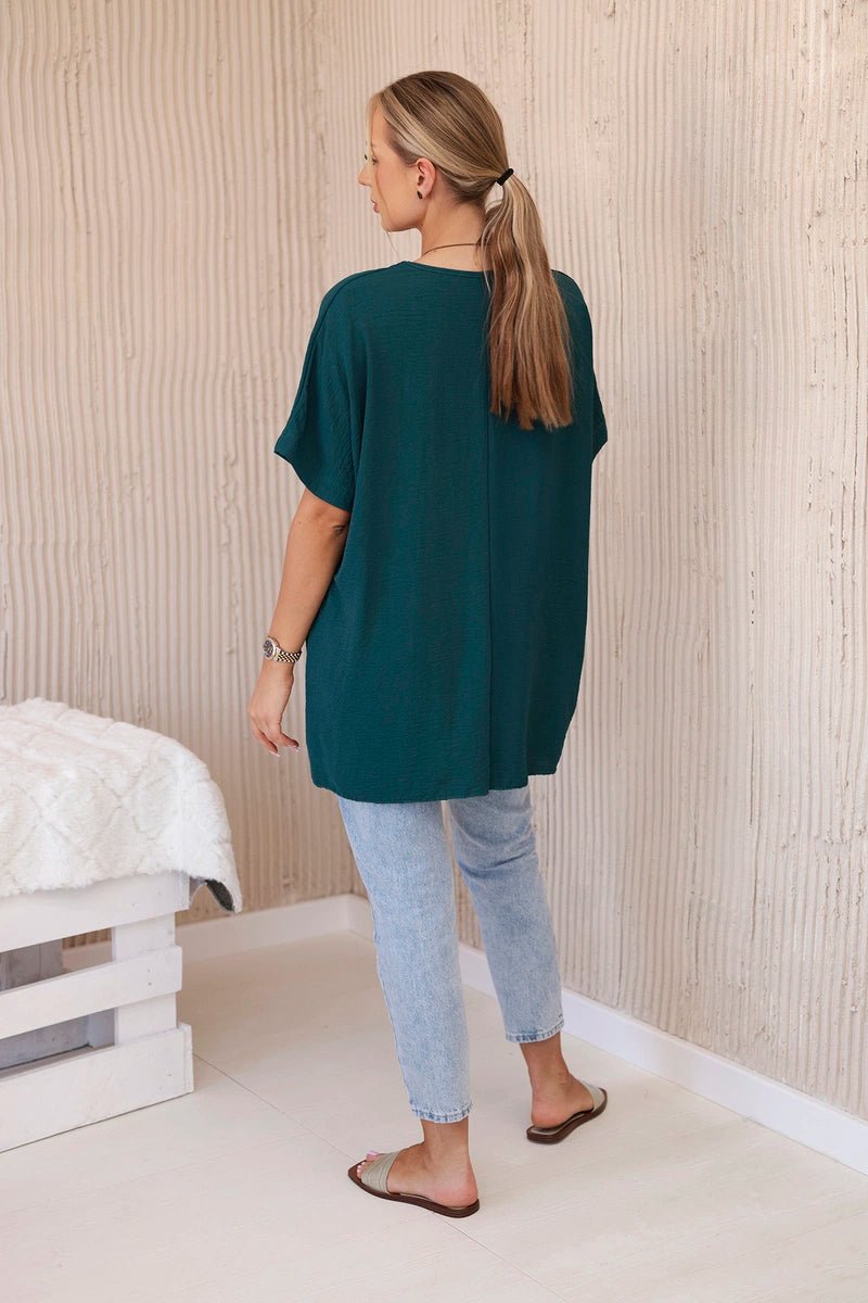 Oversized blouse with pendant IT - 31 / – Light marine цвет / color | Lexline Fashion