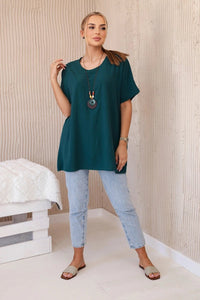 Oversized blouse with pendant IT - 31 / – Light marine цвет / color | Lexline Fashion