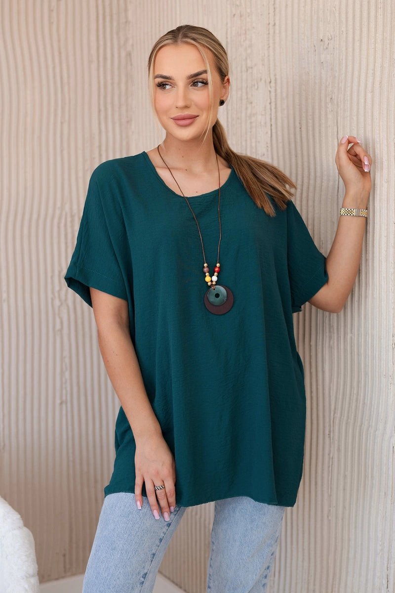 Oversized blouse with pendant IT - 31 / – Light marine цвет / color | Lexline Fashion