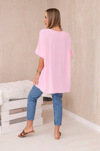 Oversized blouse with pendant IT - 31 / – Light || Pink цвет / color | Lexline Fashion
