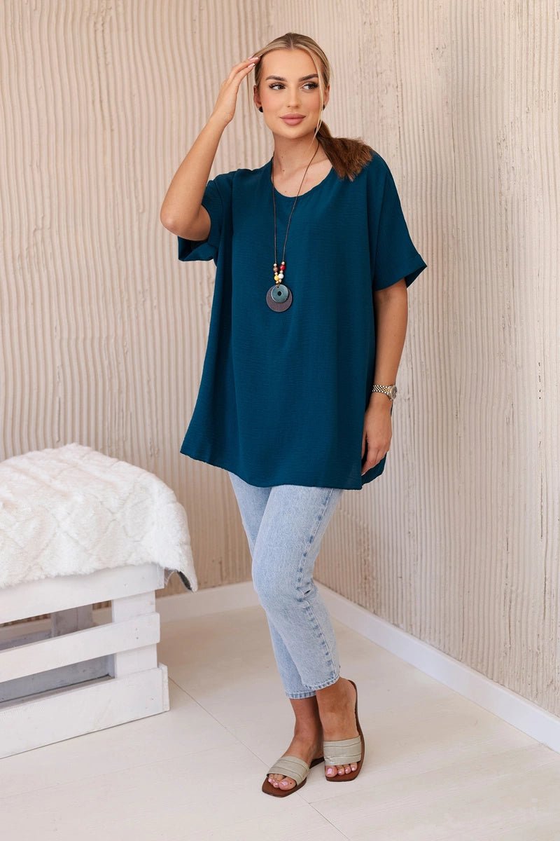 Oversized blouse with pendant IT - 31 / – Marine цвет / color | Lexline Fashion