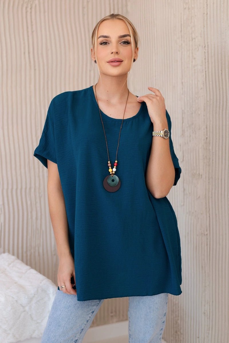 Oversized blouse with pendant IT - 31 / – Marine цвет / color | Lexline Fashion