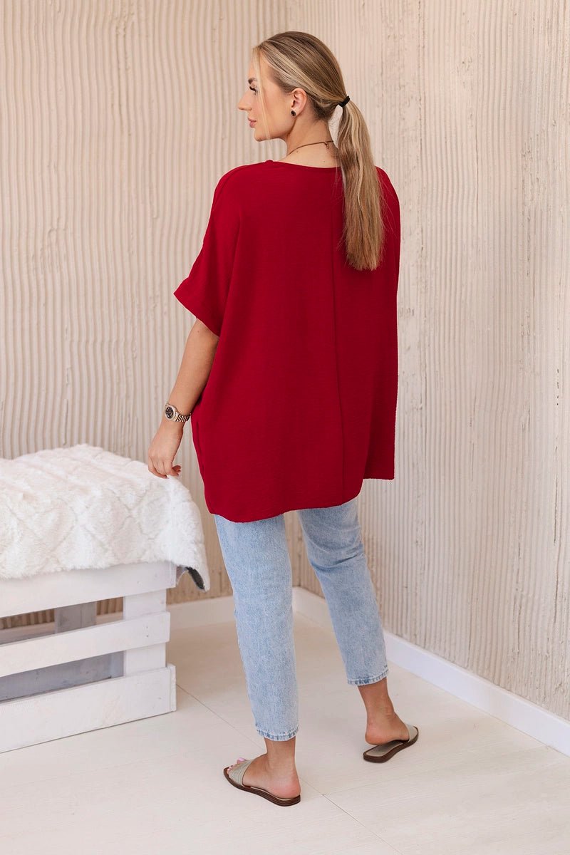 Oversized blouse with pendant IT - 31 / – Maroon цвет / color | Lexline Fashion