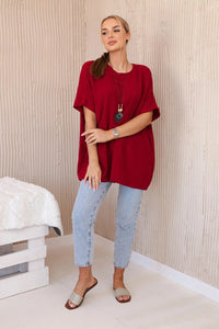 Oversized blouse with pendant IT - 31 / – Maroon цвет / color | Lexline Fashion
