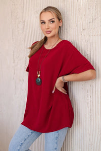 Oversized blouse with pendant IT - 31 / – Maroon цвет / color | Lexline Fashion