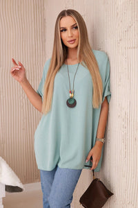 Oversized blouse with pendant IT - 31 / – Mint || Dark цвет / color | Lexline Fashion