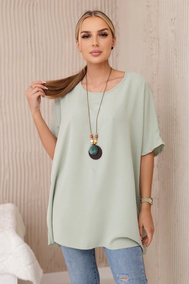 Oversized blouse with pendant IT - 31 / – Mint || Light цвет / color | Lexline Fashion