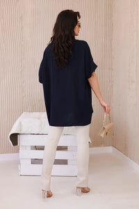 Oversized blouse with pendant IT - 31 / – Navy blue цвет / color | Lexline Fashion