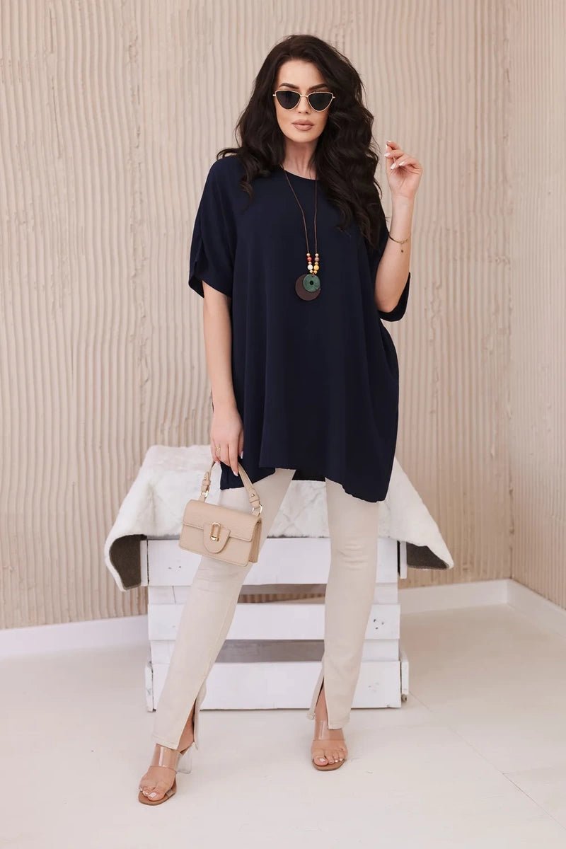 Oversized blouse with pendant IT - 31 / – Navy blue цвет / color | Lexline Fashion