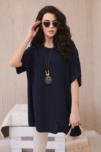 Oversized blouse with pendant IT - 31 / – Navy blue цвет / color | Lexline Fashion