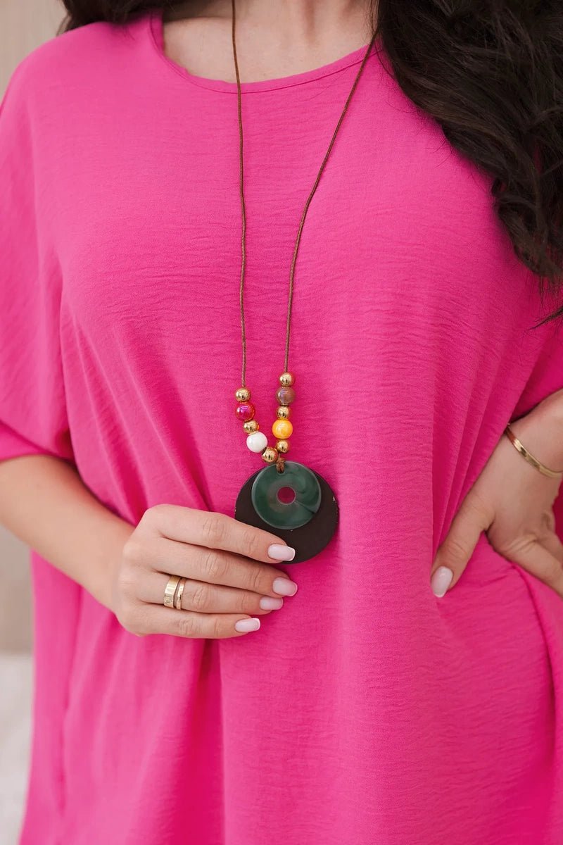 Oversized blouse with pendant IT - 31 / – Pink цвет / color | Lexline Fashion