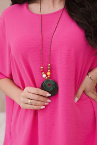Oversized blouse with pendant IT - 31 / – Pink цвет / color | Lexline Fashion