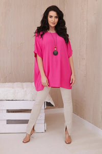 Oversized blouse with pendant IT - 31 / – Pink цвет / color | Lexline Fashion