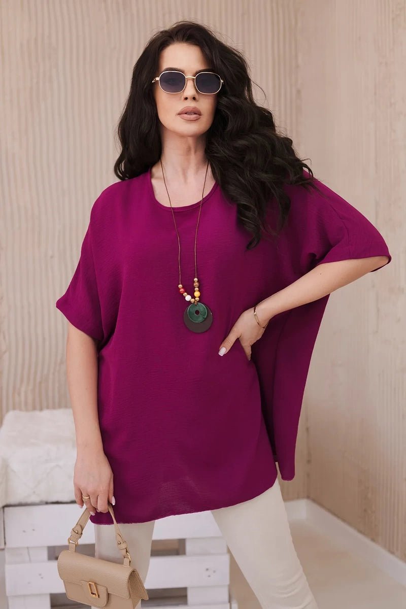 Oversized blouse with pendant IT - 31 / – Plum цвет / color | Lexline Fashion