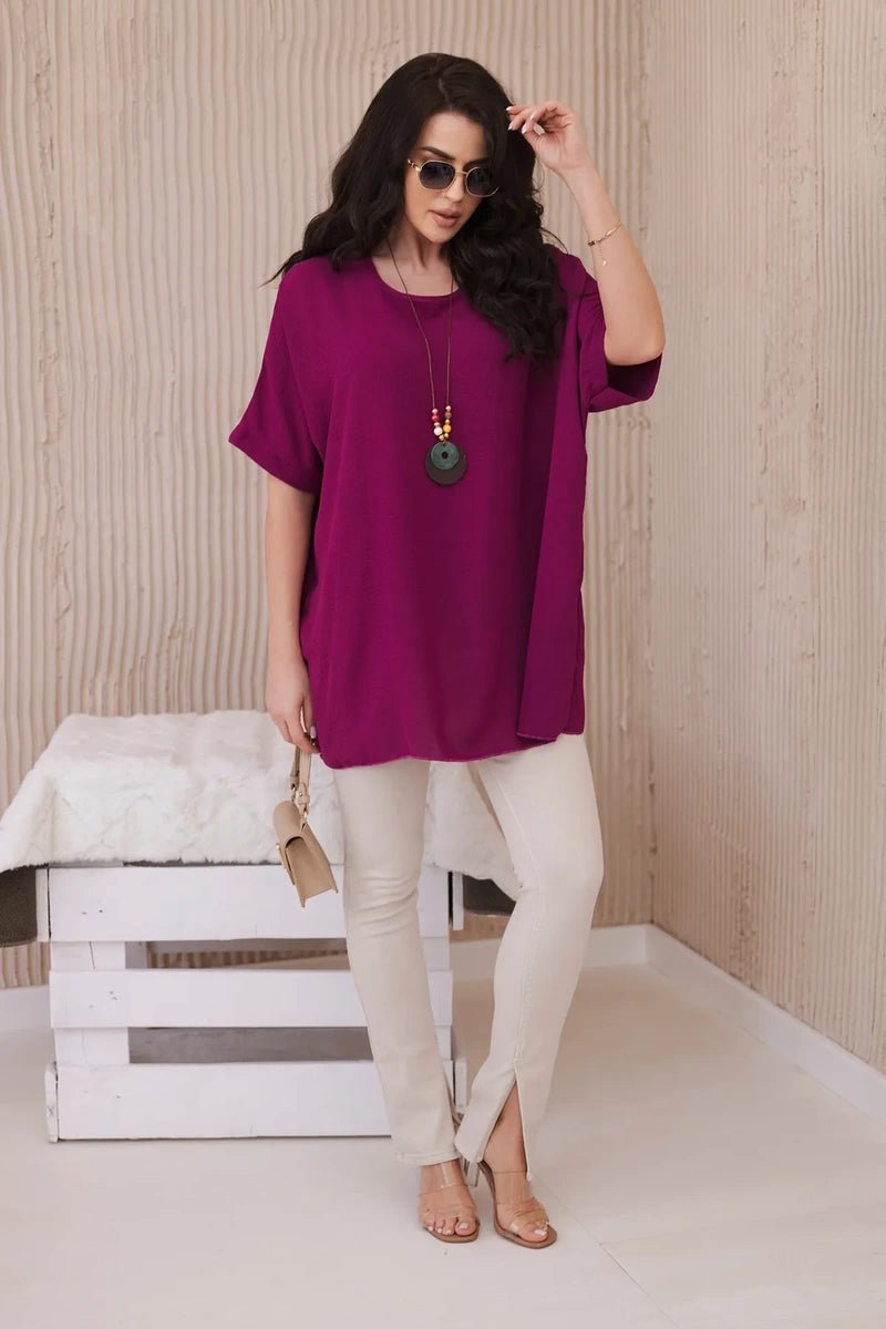 Oversized blouse with pendant IT - 31 / – Plum цвет / color | Lexline Fashion