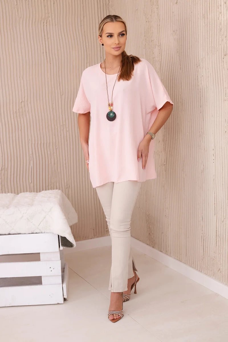 Oversized blouse with pendant IT - 31 / – Powder цвет / color | Lexline Fashion