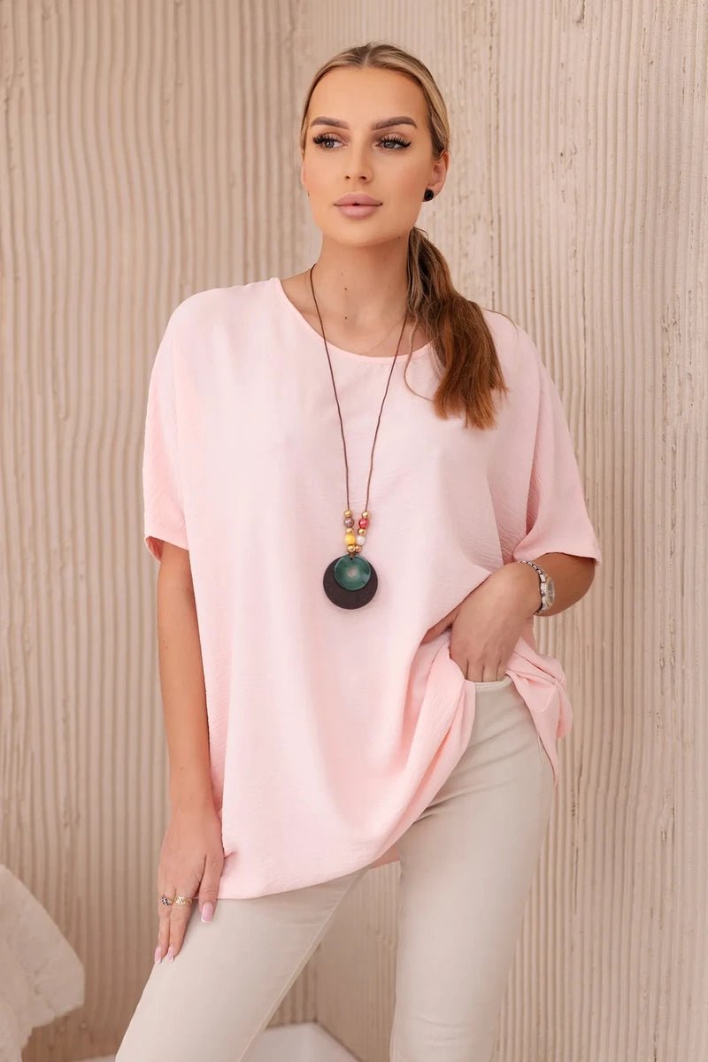 Oversized blouse with pendant IT - 31 / – Powder цвет / color | Lexline Fashion