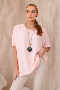 Oversized blouse with pendant IT - 31 / – Powder цвет / color | Lexline Fashion