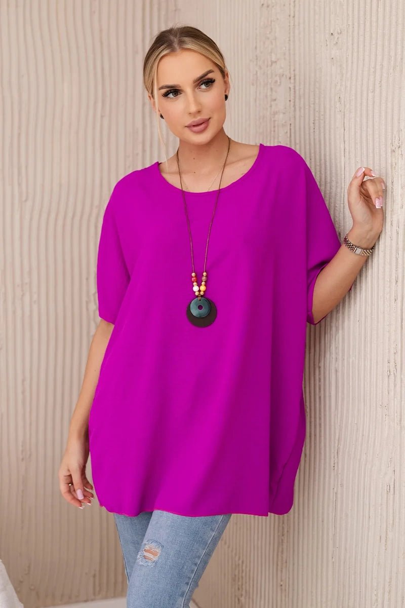 Oversized blouse with pendant IT - 31 / – Purple цвет / color | Lexline Fashion