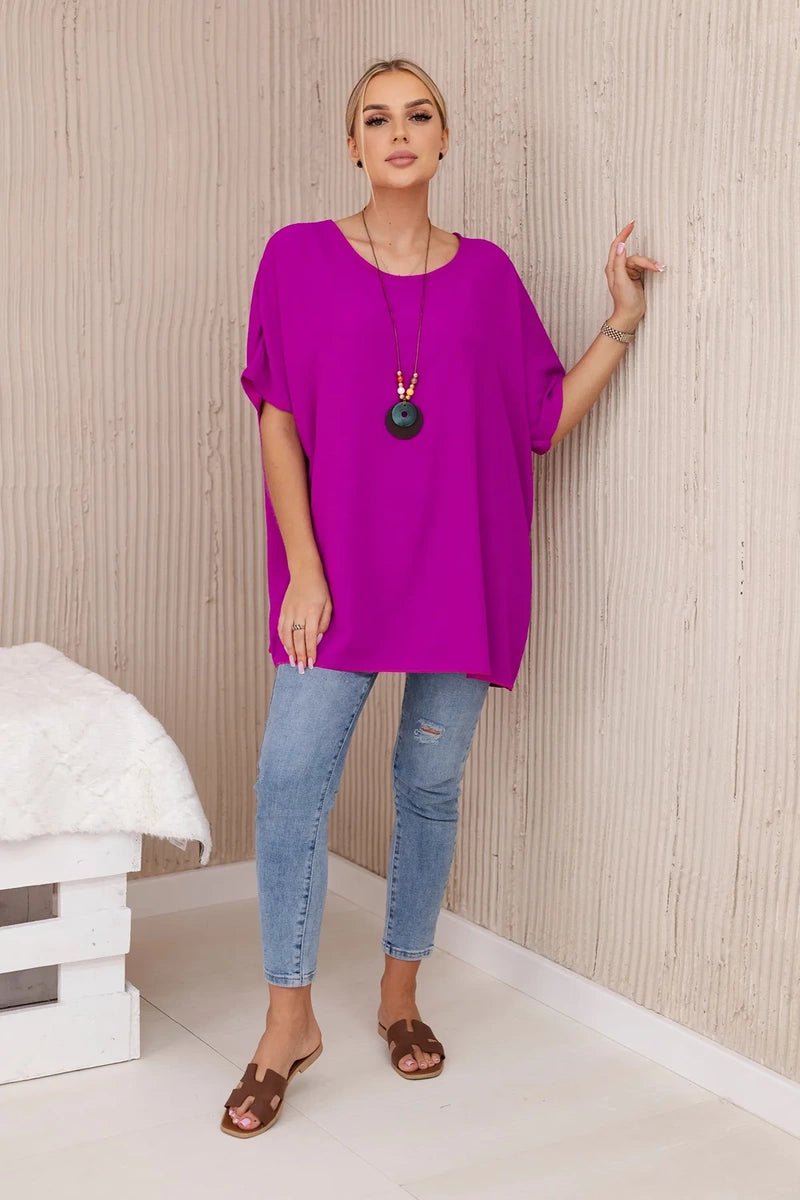 Oversized blouse with pendant IT - 31 / – Purple цвет / color | Lexline Fashion