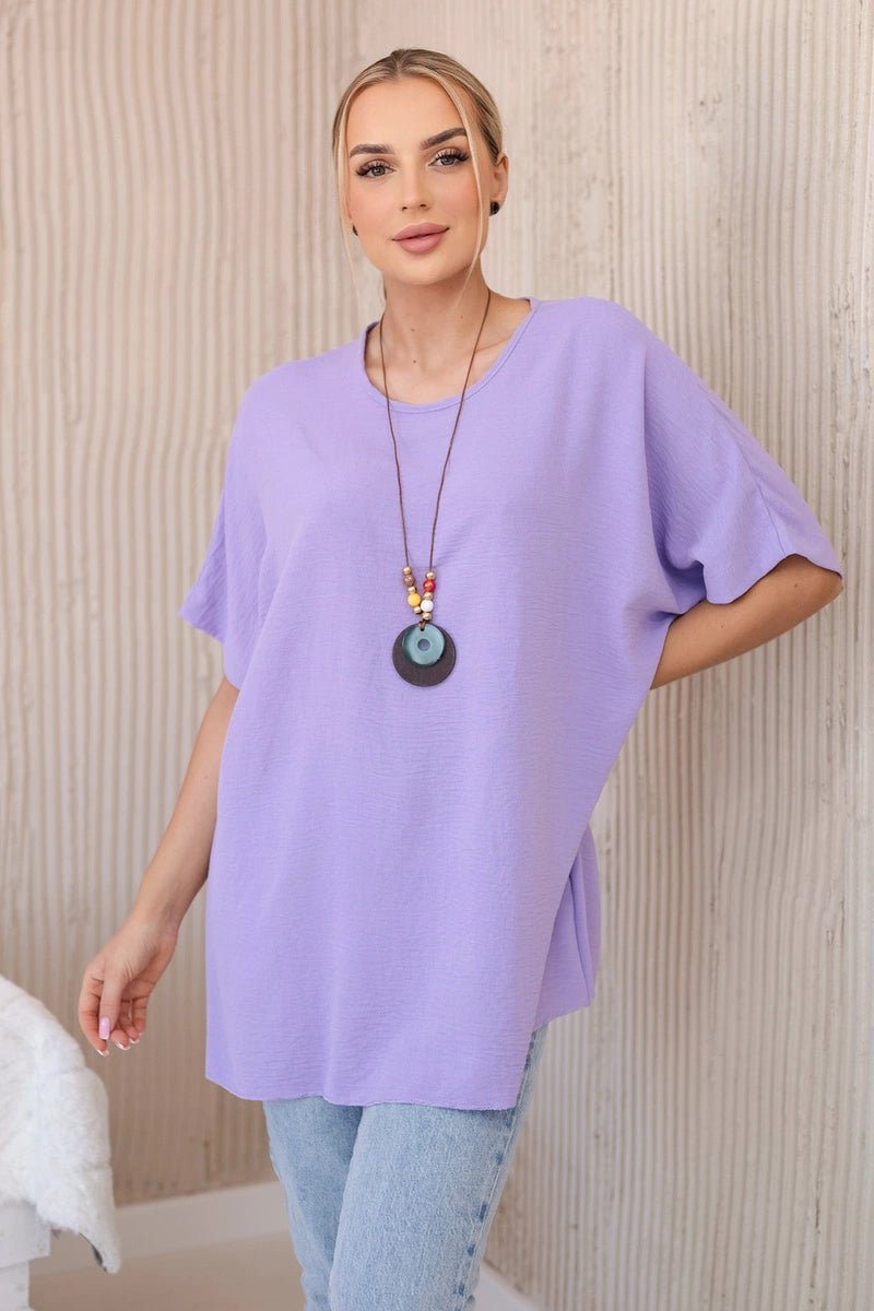 Oversized blouse with pendant IT - 31 / – Purple || Light цвет / color | Lexline Fashion