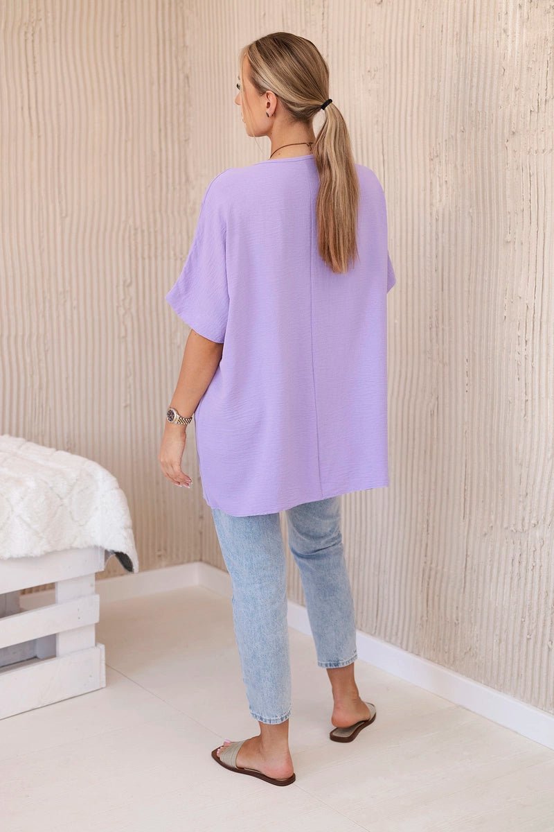 Oversized blouse with pendant IT - 31 / – Purple || Light цвет / color | Lexline Fashion
