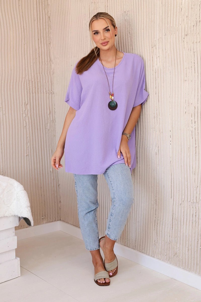 Oversized blouse with pendant IT - 31 / – Purple || Light цвет / color | Lexline Fashion