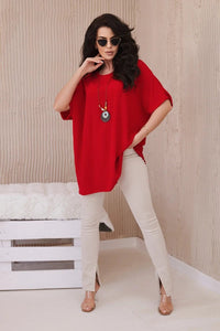 Oversized blouse with pendant IT - 31 / – Red цвет / color | Lexline Fashion