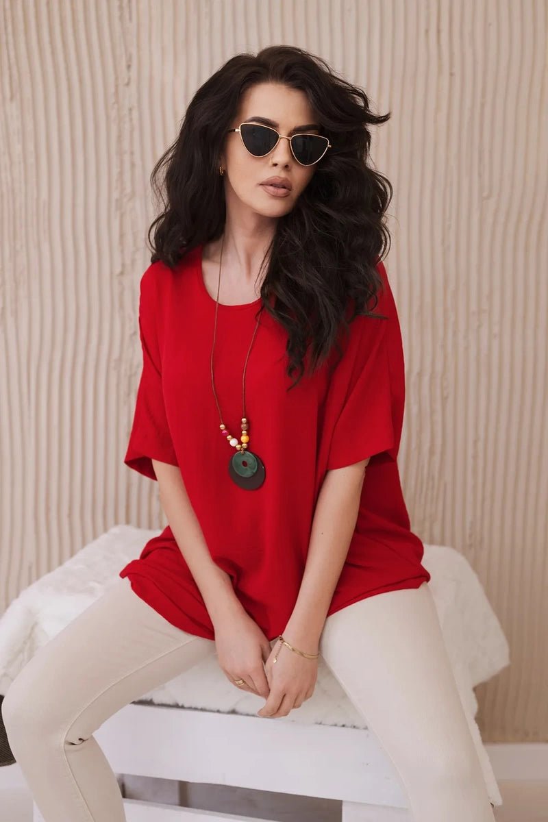 Oversized blouse with pendant IT - 31 / – Red цвет / color | Lexline Fashion
