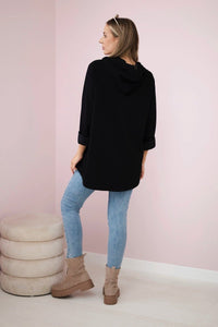 Oversized viscose hoodie Love 24543 - 1 / – Black цвет / color | Lexline Fashion