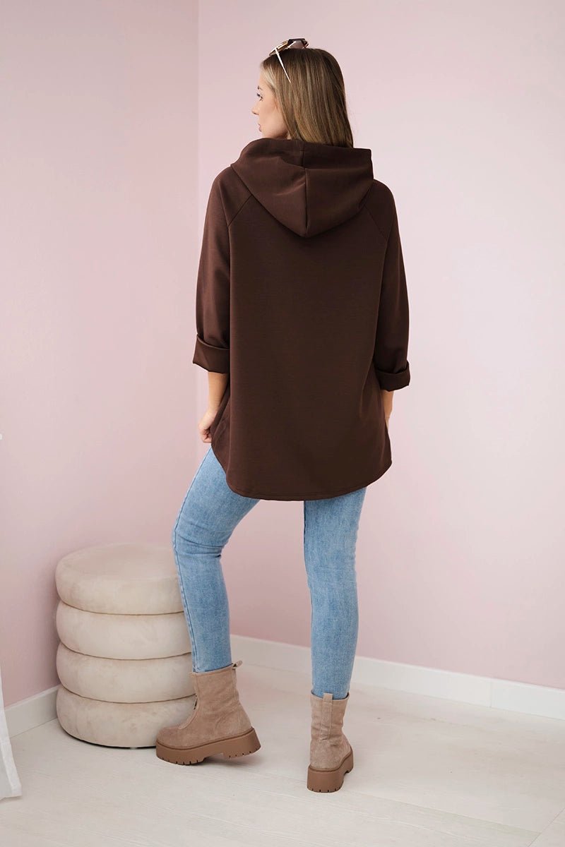 Oversized viscose hoodie Love 24543 - 1 / – Brown цвет / color | Lexline Fashion