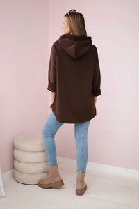 Oversized viscose hoodie Love 24543 - 1 / – Brown цвет / color | Lexline Fashion