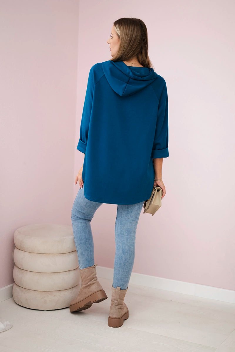 Oversized viscose hoodie Love 24543 - 1 / – Marine цвет / color | Lexline Fashion