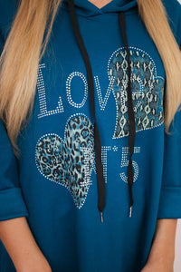 Oversized viscose hoodie Love 24543 - 1 / – Marine цвет / color | Lexline Fashion