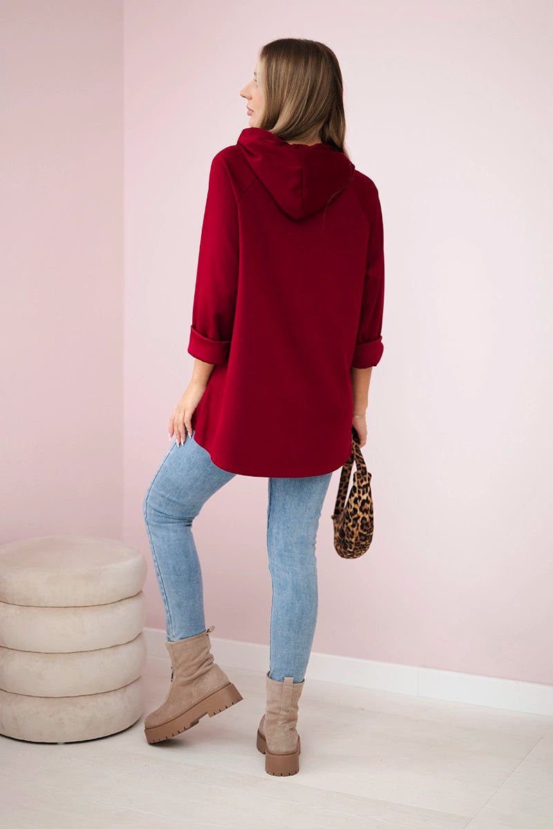 Oversized viscose hoodie Love 24543 - 1 / – Maroon цвет / color | Lexline Fashion