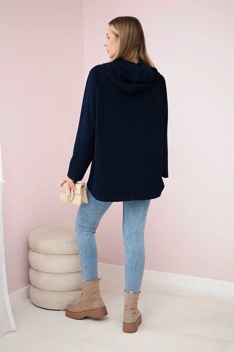 Oversized viscose hoodie Love 24543 - 1 / – Navy blue цвет / color | Lexline Fashion