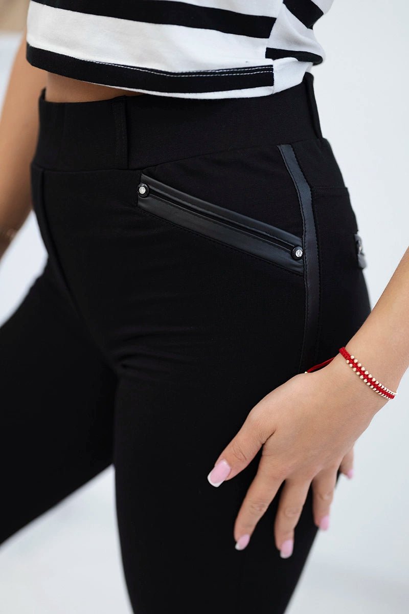 Pants with a trim on the pocket 2045 / – Black цвет / color | Lexline Fashion
