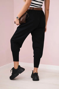 Pants with belt and pockets 7297 / – Black цвет / color | Lexline Fashion