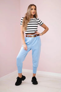 Pants with belt and pockets 7297 / – Blue цвет / color | Lexline Fashion