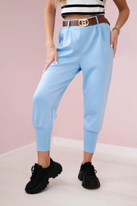 Pants with belt and pockets 7297 / – Blue цвет / color | Lexline Fashion