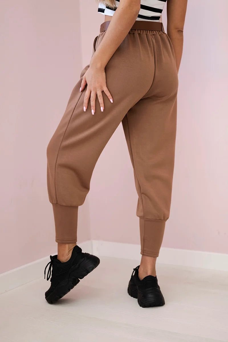 Pants with belt and pockets 7297 / – Camel цвет / color | Lexline Fashion