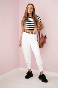 Pants with belt and pockets 7297 / – Ecru цвет / color | Lexline Fashion